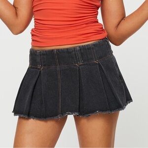 Mini Pleated Denim Skirt